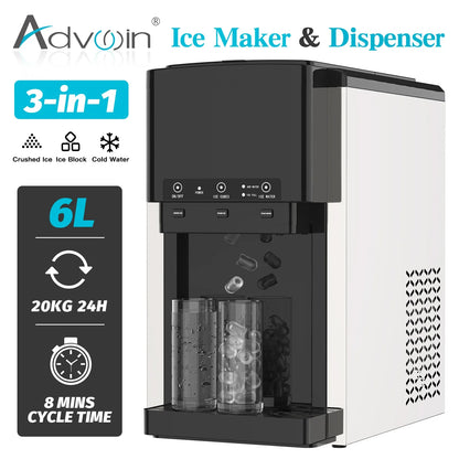 3-in-1 Ice Maker with Cold Water Dispenser