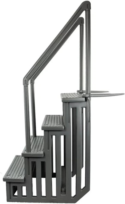Select Anti-Slip in-Pool Steps | Gray | for Above Ground Swimming Pools | Can Mount to Decks 48" to 54" H | Safety Stairs Capacity Up to 300 lbs
