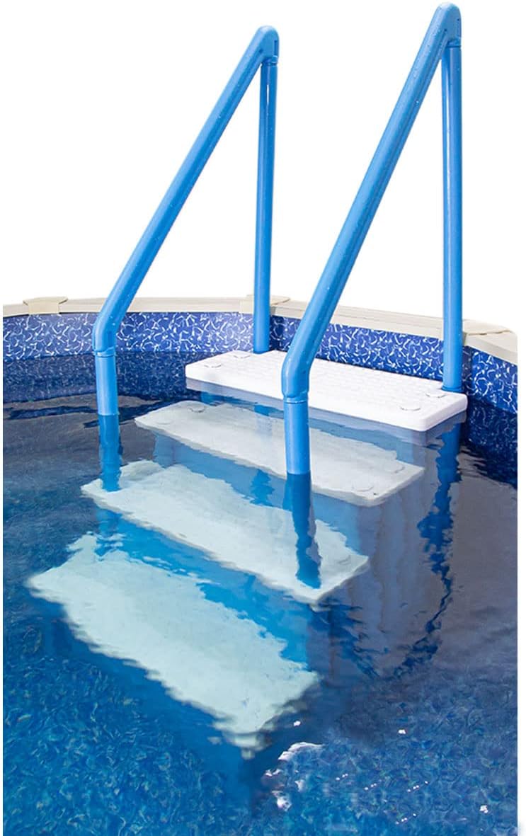 Select Anti-Slip in-Pool Steps | Gray | for Above Ground Swimming Pools | Can Mount to Decks 48" to 54" H | Safety Stairs Capacity Up to 300 lbs