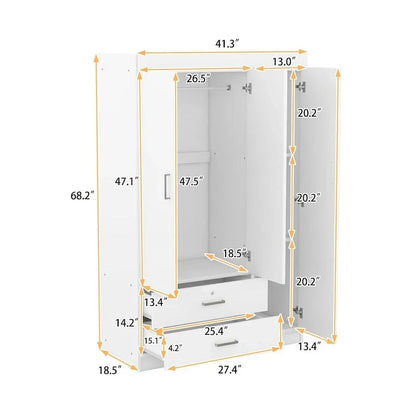 3-Door Wardrobe with 2 Drawers