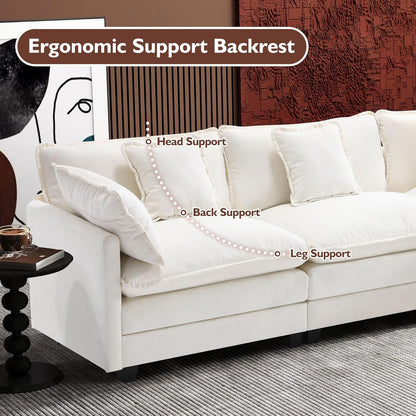 111.4 In. L-Shaped Modern Sofa Modular Cloud Sofa Ottoman 4-Seater Chenille Deep Seat Sofa