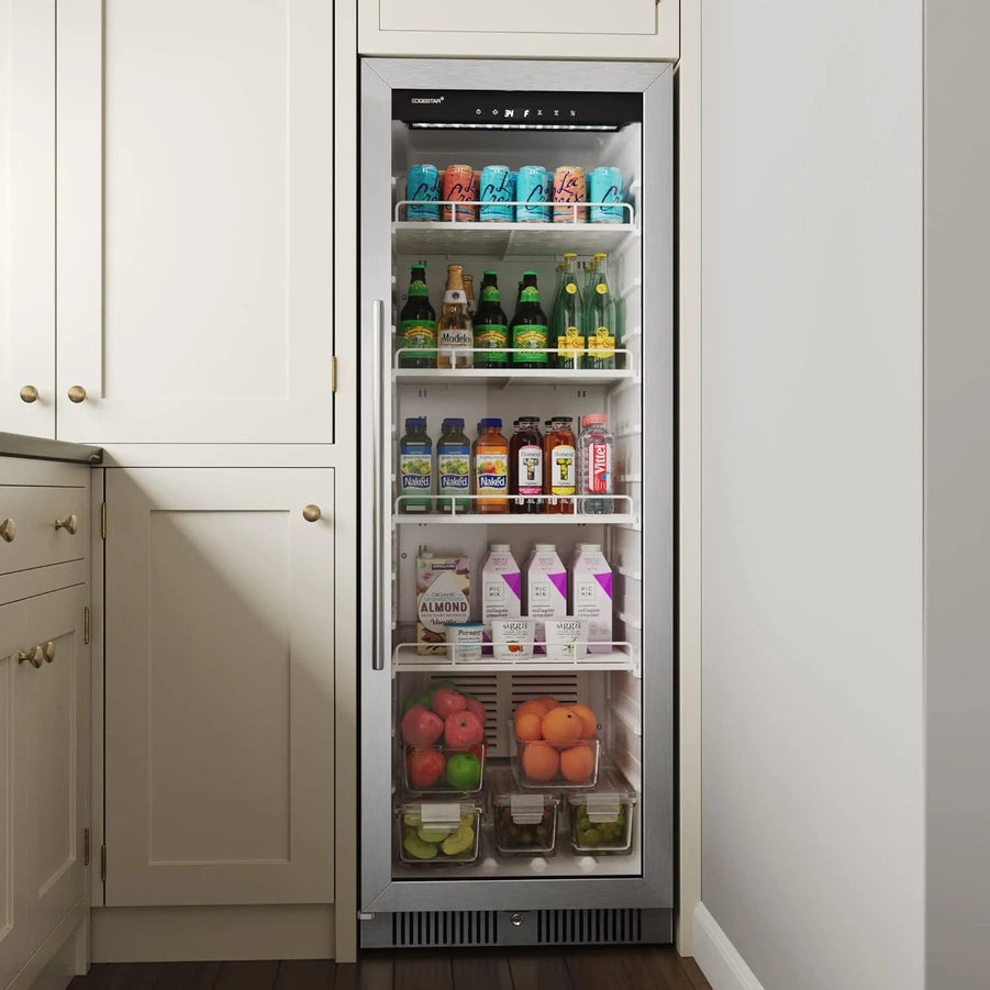 22 In. Wide 10.1 Cu. Ft. Commercial Beverage Merchandiser, Stainless Steel, Temp Alarm, Reversible Door