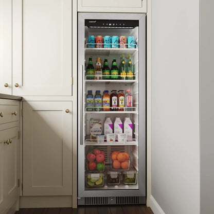 22 In. Wide 10.1 Cu. Ft. Commercial Beverage Merchandiser, Stainless Steel, Temp Alarm, Reversible Door
