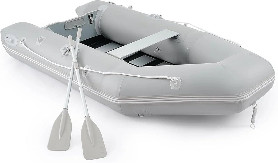 10 Ft. Inflatable Dinghy Boat, 4 Person 990lb Transom Sport Tender Boat With Pump Aluminum Oars Floor, Heavy Duty Inflatable Raft Kayak For Adults