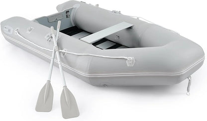 10 Ft. Inflatable Dinghy Boat, 4 Person 990lb Transom Sport Tender Boat With Pump Aluminum Oars Floor, Heavy Duty Inflatable Raft Kayak For Adults