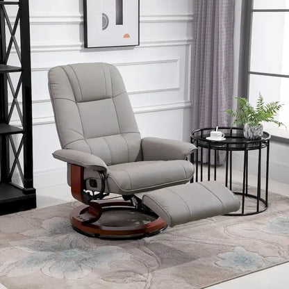 HomCom Faux Leather Adjustable Manual Swivel Base Recliner Chair with Comfortable and Relaxing Footrest