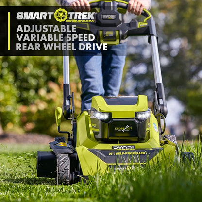 Ryobi 40V HP Brushless 21-in Self-Propelled AWD Lawn Mower – Whisper Series – Includes (2) 6.0Ah Batteries and Charger