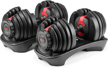 Bowflex SelectTech 552 Adjustable Dumbbells Pair, 5-52.5 Lbs, Space-Saving Home Gym Equipment