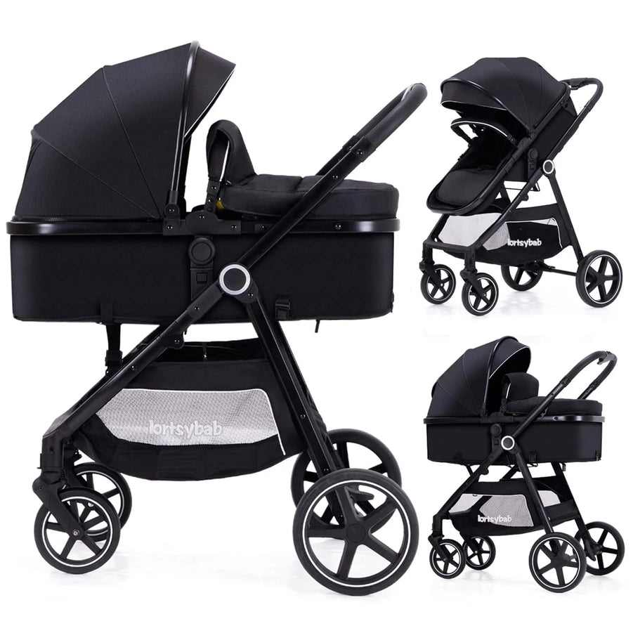 Lortsybab 2-in-1 Baby Stroller Folding Infant Newborn Pram Stroller With Reversible Seat