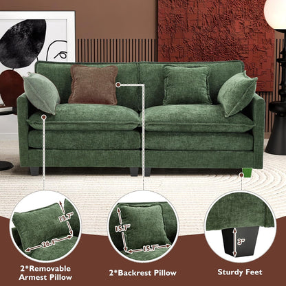 111.4 In. L-Shaped Modern Sofa Modular Cloud Sofa Ottoman 4-Seater Chenille Deep Seat Sofa