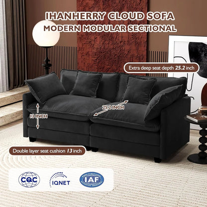 111.4 In. L-Shaped Modern Sofa Modular Cloud Sofa Ottoman 4-Seater Chenille Deep Seat Sofa