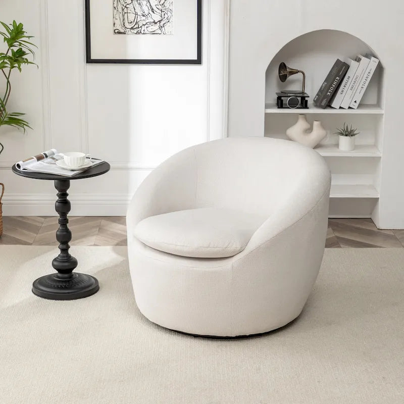 Swivel Barrel Chair - 360° Rotation - Boucle Fabric