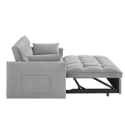 4 in1 Loveseat Sofa Bed with Armrests & Storage Pockets, Multi-Function Tufted Pull-out Sofa Bed with Adjustable Backrest