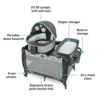 Graco Pack 'N Play Close2Baby Bassinet Playard Features Portable Bassinet Diaper Changer And More Derby