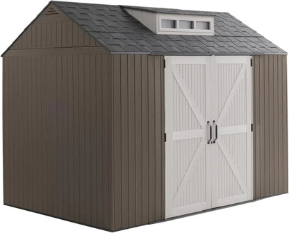 Rubbermaid Resin Outdoor Storage Shed With Floor Weather Resistant Gray Organization For Home
