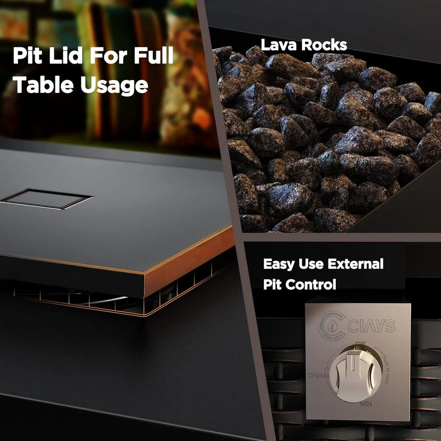 Gas Fire Pit Table, 50,000 BTU Outdoor Propane Fire Pit
