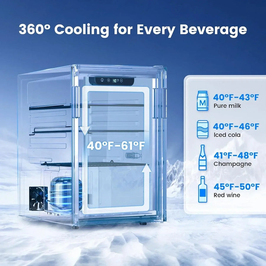 Beverage Refrigerator Cooler 126 Can Mini Fridge Glass Door For Drinks Soda Beer Wine Refrigerator
