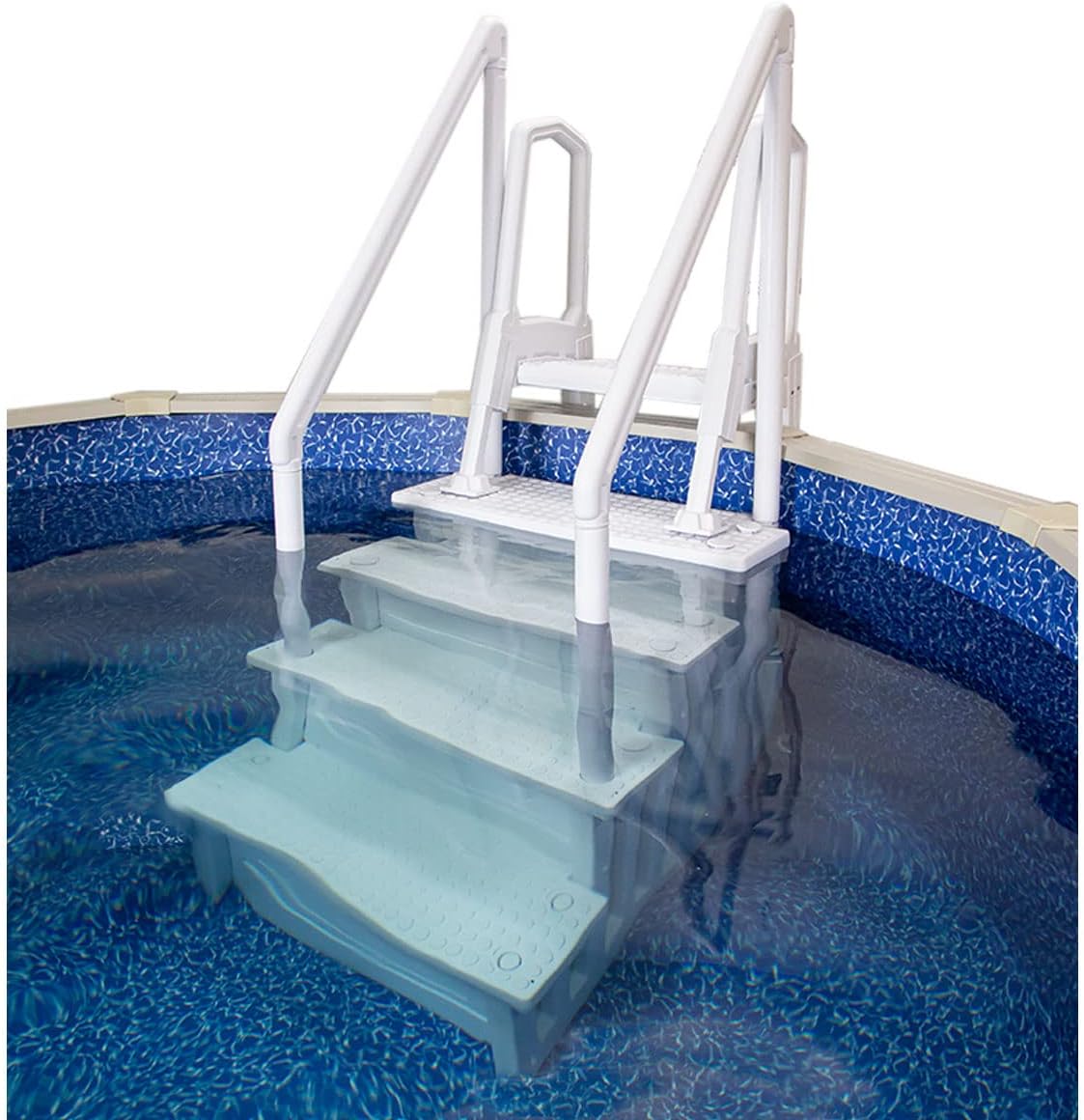 Select Anti-Slip in-Pool Steps | Gray | for Above Ground Swimming Pools | Can Mount to Decks 48" to 54" H | Safety Stairs Capacity Up to 300 lbs