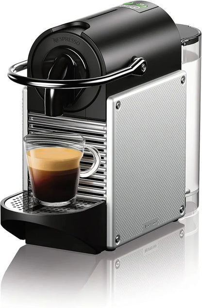 Nespresso Pixie espresso machine by DeLonghi, 19-bar pump, compact aluminum design, silver, 1100 ml