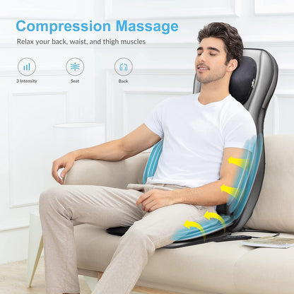 Comfier Massager Chair With Heat Shiatsu Neck Back Massager Portable With Compress And Rolling Massage Chair Pad For Full Back Neck And