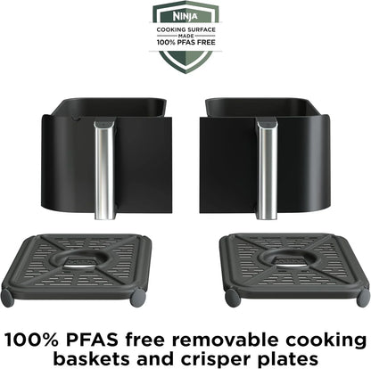 Ninja Foodi 10QT 6-in-1 DualZone Smart XL Air Fryer, 2 Independent 5QT Baskets, Smart Cook Thermometer, Match Cook, Smart Finish, Air Fry, Roast, Bake, Dehydrate, Reheat, Grey, DZ550