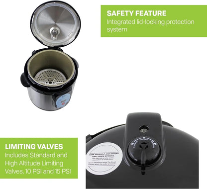 Carey DPC-9SS Smart Electric Pressure Cooker And Canner, Stainless Steel, 9.5 Qt