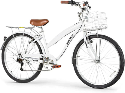 WEIZE Beach Cruiser Bike 26 inch Commuter Bicycle for Adult Men and Women 7-Speed/High-Carbon