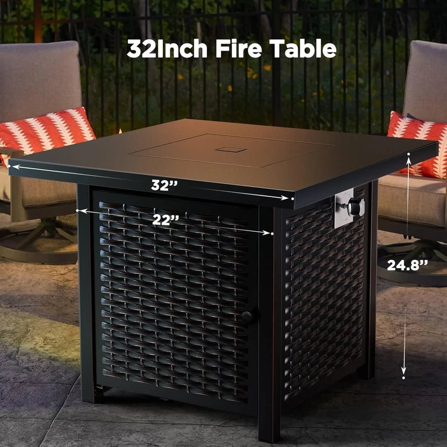 Gas Fire Pit Table, 50,000 BTU Outdoor Propane Fire Pit