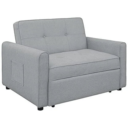 g 488243 Convertible Sleeper Sofa Bed MultiFunctional Adjustable Single Bed Chair with USB Port and 2 Pillows for Small Space Grey
