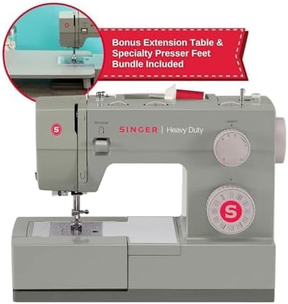 SINGER Heavy Duty 4452 High Speed Sewing Machine With Accessory Kit | Strong Motor with Enhanced Piercing Power, 110 Stitch Applications, Full Metal frame, 1-step Buttonhole & LED Lights