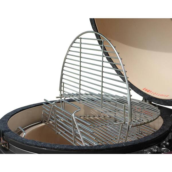 22 in. Kamado S-Series Ceramic Charcoal Grill in Black with Cover, Cart, Side Shelves, Two Cooking Grates and Ash Drawer