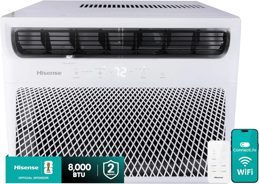 Hisense 14,000 BTU Smart Window Air Conditioner, 3 Modes, Cooling, Fan, Dehumidifier