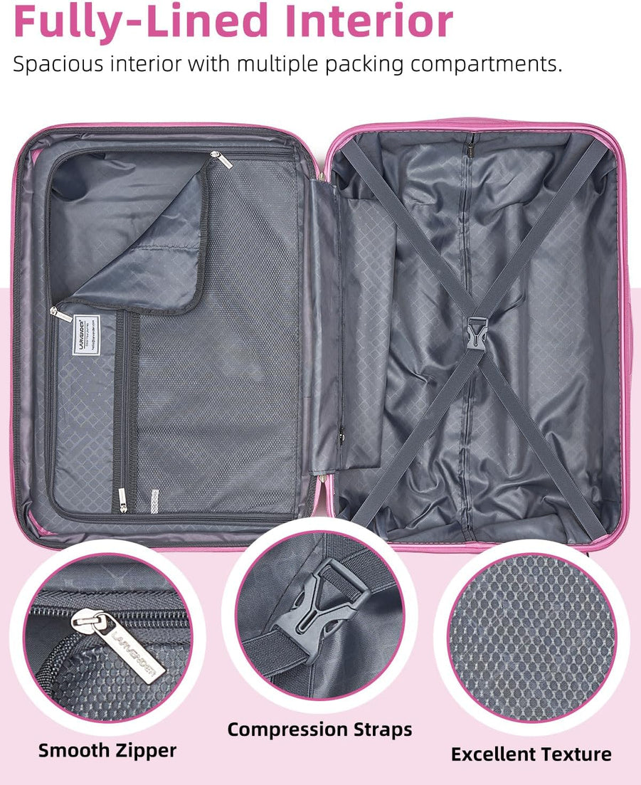 6-piece Luggage Set, Expandable Hardshell Suitcase Set With Spinner Wheels, Lightweight Rolling Luggage Set