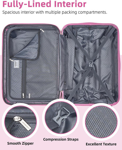 6-piece Luggage Set, Expandable Hardshell Suitcase Set With Spinner Wheels, Lightweight Rolling Luggage Set