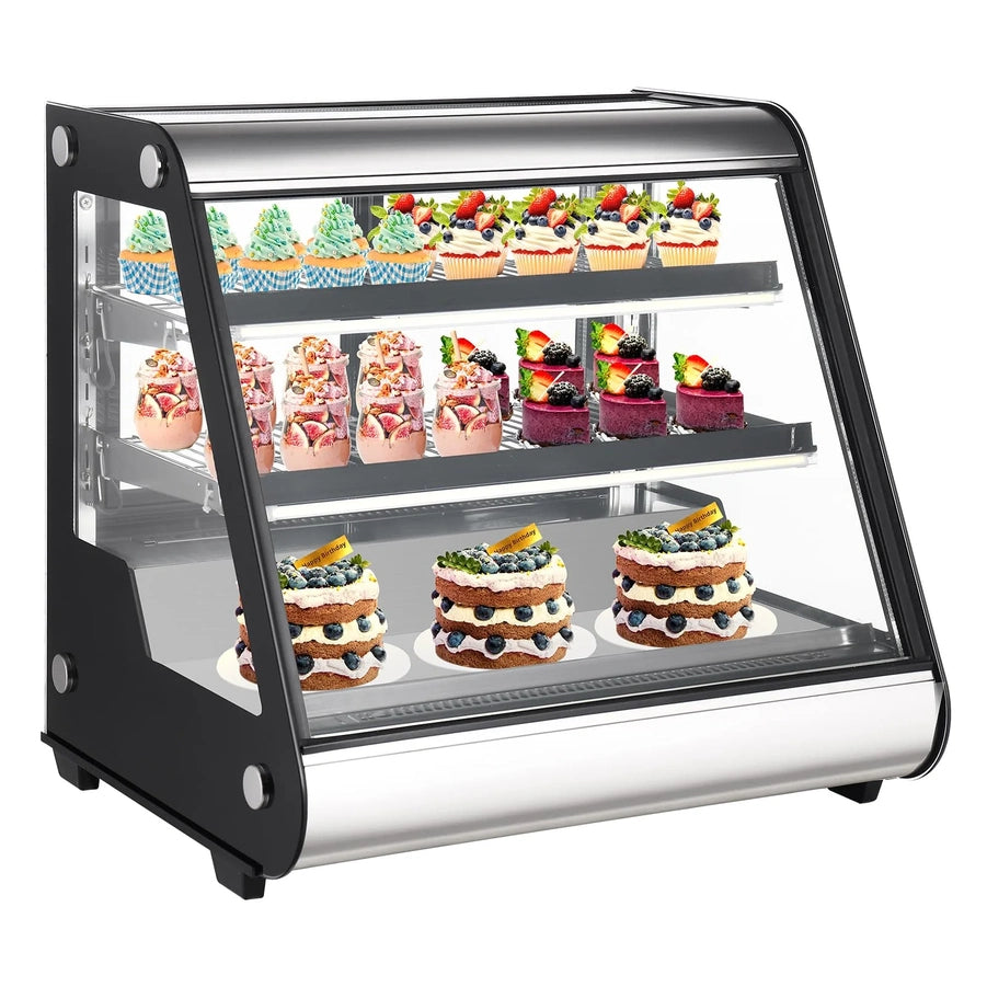 Commercial Refrigerator Display Case 130L, 4.6 Cu. Ft., Auto Defrost, Tempered Glass Plus LED Lighting, Countertop Commercial Use