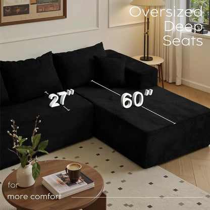 Cloud Sectional Couch With L-Shape Chaise, Modern Modular Sofa With Deep Seat, Upholstered Couches For Living Room Bedroom, No Assembly Required