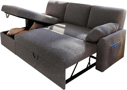 VanAcc Sofa Bed, Sleeper Sofa With Storage Chaise 2-in-1 Pull Out Couch Living Room