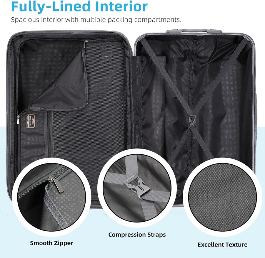 6-piece Luggage Set, Expandable Hardshell Suitcase Set With Spinner Wheels, Lightweight Rolling Luggage Set