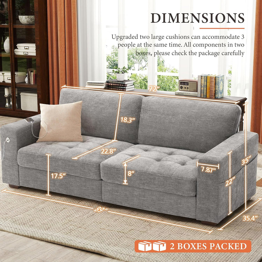 111.4 In. L-Shaped Modern Sofa Modular Cloud Sofa Ottoman 4-Seater Chenille Deep Seat Sofa
