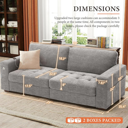 111.4 In. L-Shaped Modern Sofa Modular Cloud Sofa Ottoman 4-Seater Chenille Deep Seat Sofa