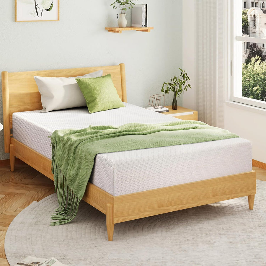 Egohome 8 In. Twin Mattress, Memory Foam Mattress With Cooling Green Tea Gel, Relieve Pressure With Medium Firm Support, CertiPUR-US Certified