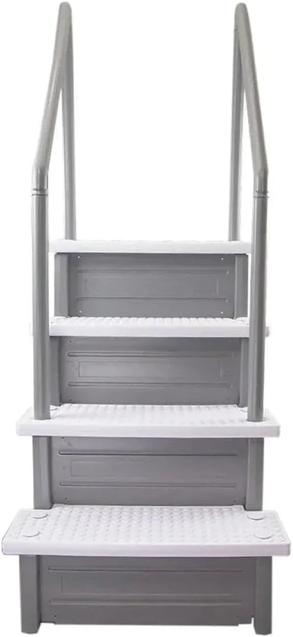 Select Anti-Slip in-Pool Steps | Gray | for Above Ground Swimming Pools | Can Mount to Decks 48" to 54" H | Safety Stairs Capacity Up to 300 lbs