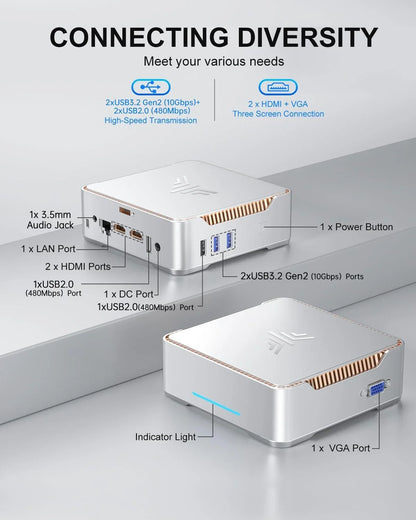 KAMRUI GK3Plus Mini PC, 16GB RAM, 512GB M.2 SSD Mini Computer