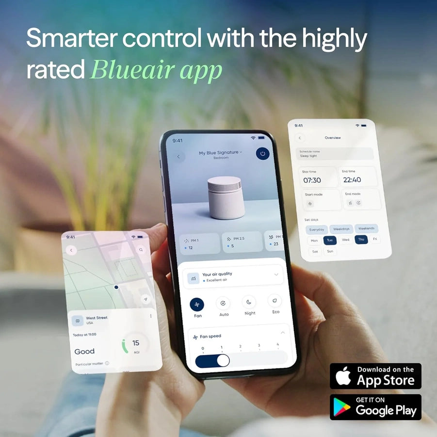 Blueair Air Purifier For Large Rooms And Home- Odor Eliminating Cleans Up To 3385 Sq. Ft., HEPASilent, Smart WiFi, Auto Mode, Doubles As Table