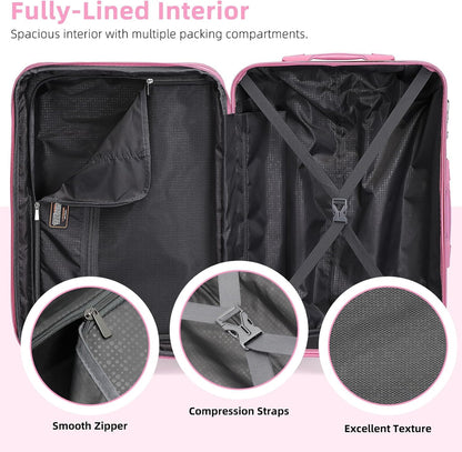 6-piece Luggage Set, Expandable Hardshell Suitcase Set With Spinner Wheels, Lightweight Rolling Luggage Set