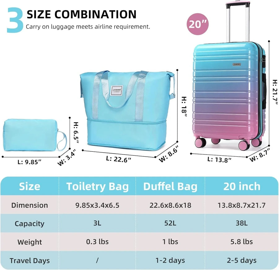 6-piece Luggage Set, Expandable Hardshell Suitcase Set With Spinner Wheels, Lightweight Rolling Luggage Set