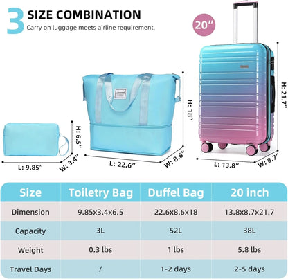 6-piece Luggage Set, Expandable Hardshell Suitcase Set With Spinner Wheels, Lightweight Rolling Luggage Set