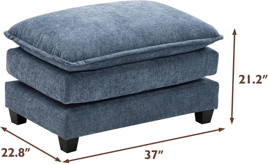111.4 In. L-Shaped Modern Sofa Modular Cloud Sofa Ottoman 4-Seater Chenille Deep Seat Sofa