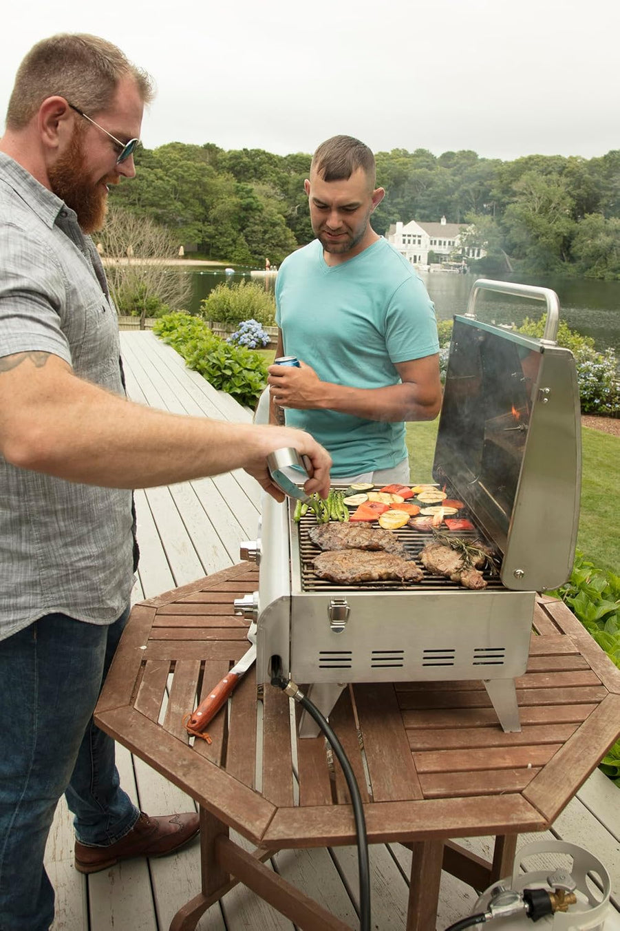 Cuisinart Chef's Style Tabletop Portable Propane Grill, 20,000 BTU Stainless Steel 2-Burner