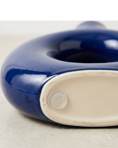 Lhome Asymmetric Loop Ceramic Vase 24 cm Cobalt - Detail view